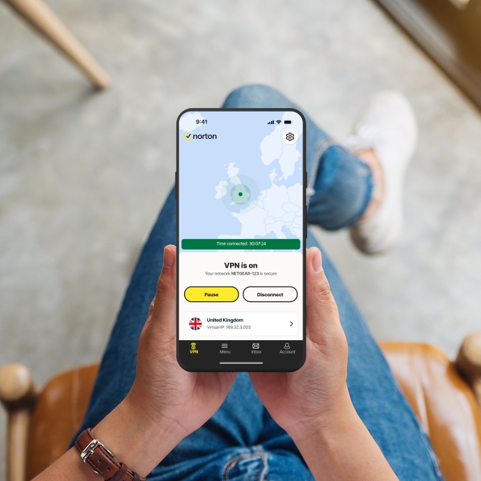 Phone with "VPN on" on screen